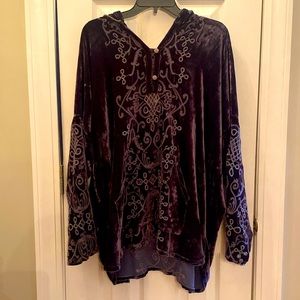 Johnny Was size large velour tunic hoodie